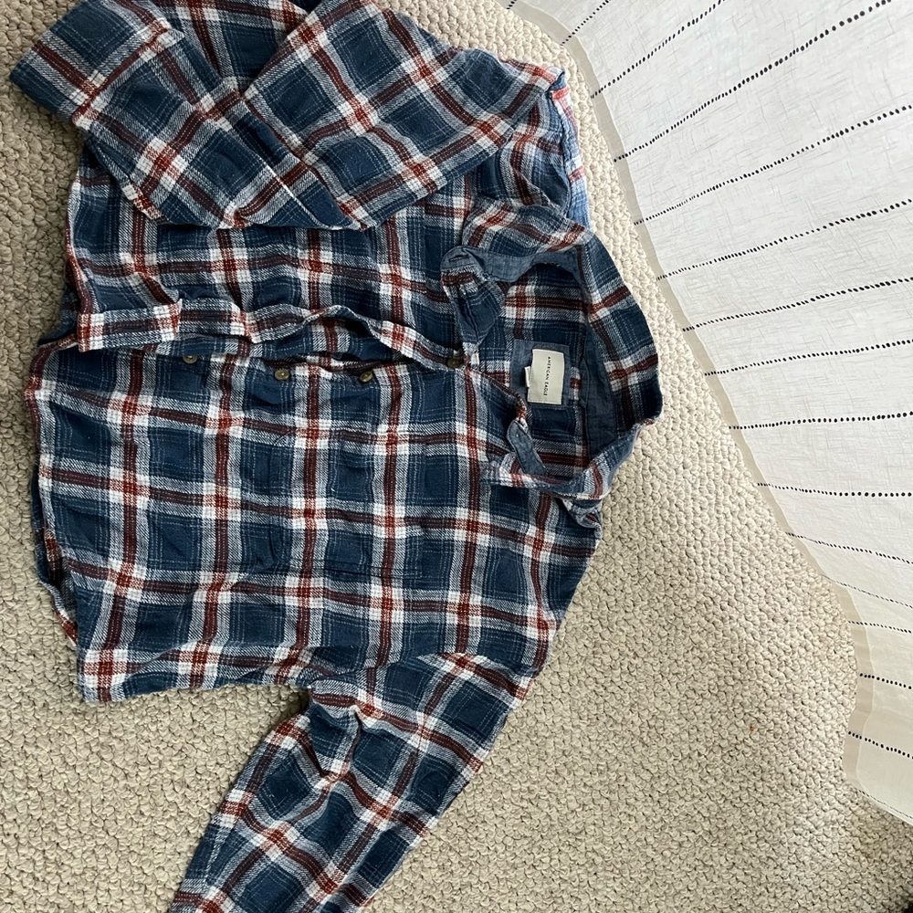 American eagle size large blue, white, and red flannel!!